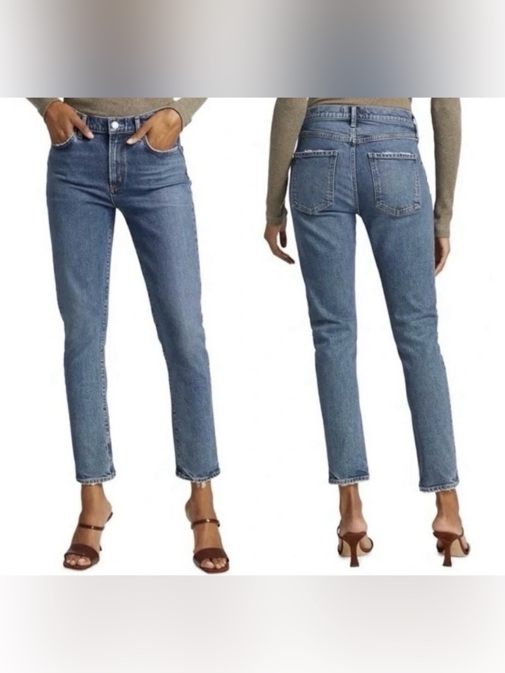 AGOLDE Toni High-Rise Slim Straight Jeans Light Blue Size 25 Premium Designer